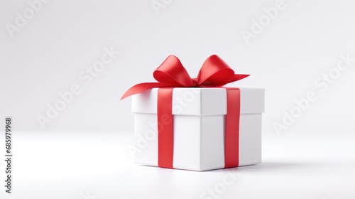 white gift box with red ribbon © pankajsingh