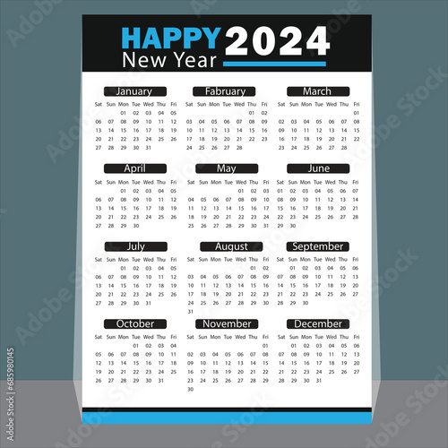 2024 One page Wall Calendar Design. New Celender design 2024. Minimal Celender Design.2024 Wall Calendar Layout, Modern Company Wall Calendar 2024
