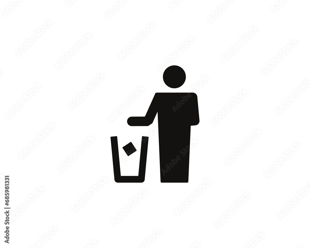 Litter waste can icon vector symbol design illustration Litter waste can icon vector symbol design illustration