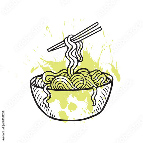Noodle hand drawn illustration vector
