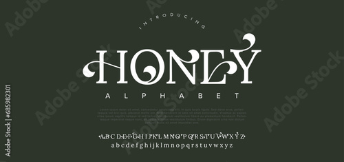 Luxury alphabet letters font and number. Typography elegant wedding classic lettering serif fonts decorative vintage retro concept. vector illustration photo