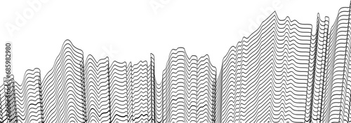 abstract wavy lines element. Flowing particles wave pattern 3D curve halftone. Element Vector in the concept of technology, science, and modern
