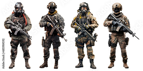 special forces soldiers set isolated on transparent background - design element PNG cutout collection