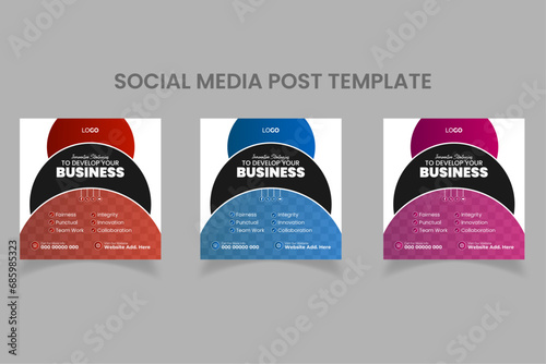 Modern geometric shapes business social media post template set (ID: 685985323)
