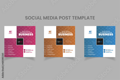 Rectangle shapes business social media post template set (ID: 685985361)