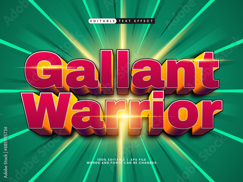 editable text effect gallant warrior