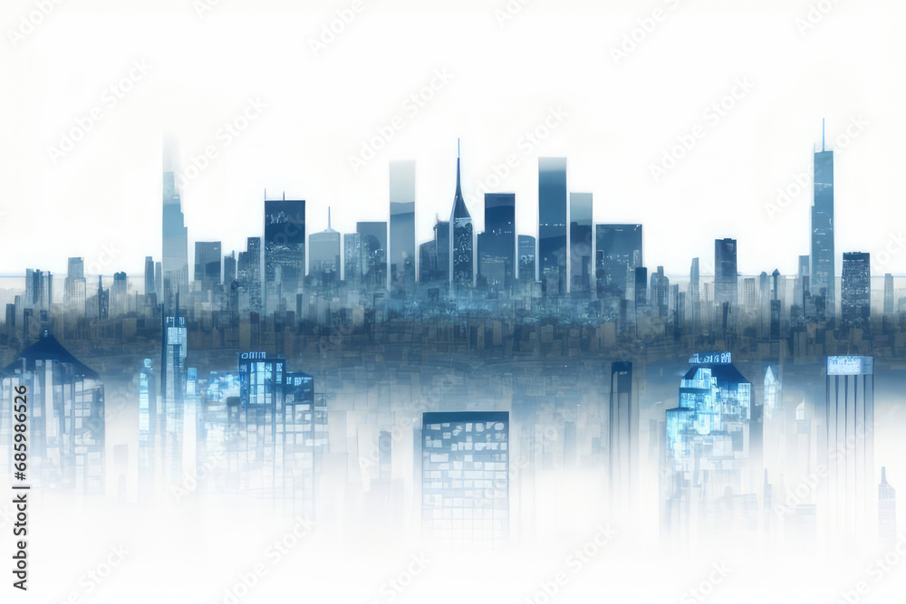 blue cityscape concept of megacities and architecture. Generative AI