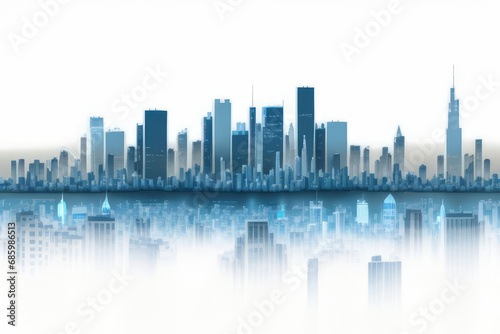 blue cityscape concept of megacities and architecture. Generative AI