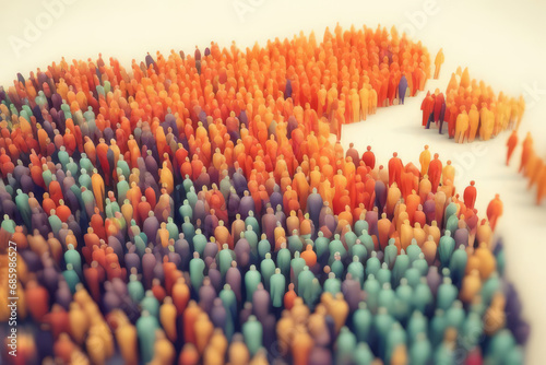 colorful crowd of people are shown in a large group. Generative AI photo