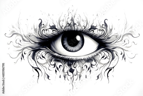 abstract black ink eye illustration