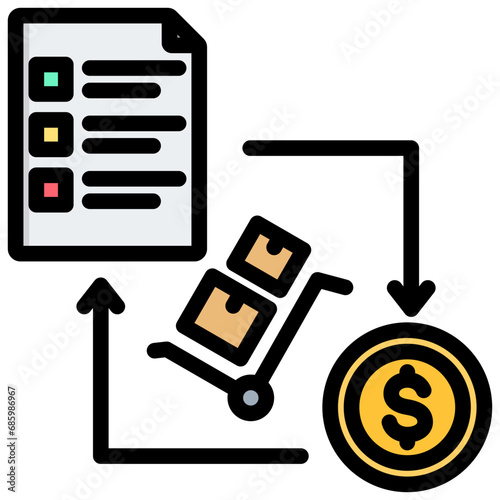 Procure To Pay Outline Color Icon