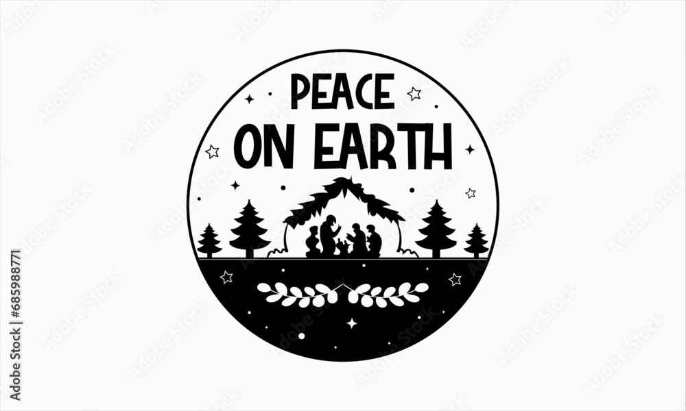 Nativity Christmas Round ornaments SVG Design, Jesus Christmas Round ornaments SVG, Jesus is the reason for the season, Joy to the world the lord has come