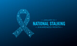 National stalking awareness month is observed every year in january.  Vector template for banner, greeting card, poster with background. Vector illustration.