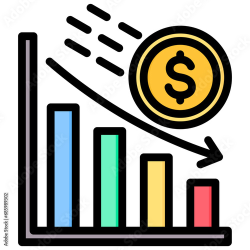 Economic Crisis Outline Color Icon