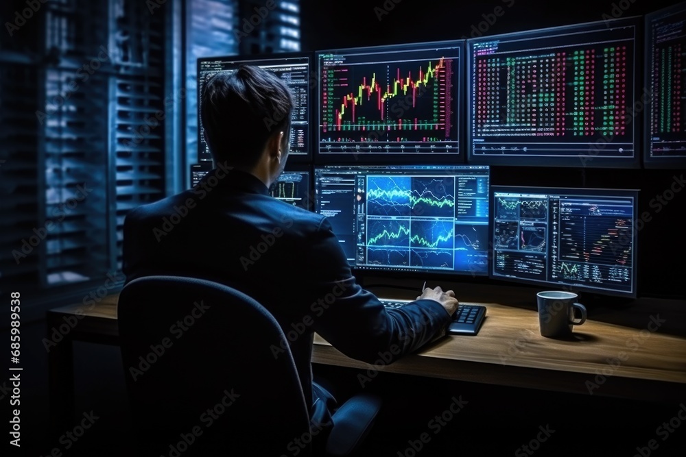Stock trader analyze the market on high require super computer. A financial analyst using a tablet computer with stock charts in front. Analyzing charts bank account market rate global indexes online. Stock trader analyze the market on high require super computer. A financial analyst using a tablet computer with stock charts in front. Analyzing charts bank account market rate global indexes online.