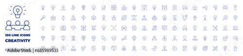 100 icons Creativity collection. Thin line icon. Editable stroke. Creativity icons for web and mobile app.