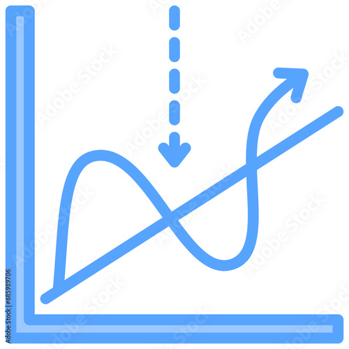 Economic Contraction Blue Icon