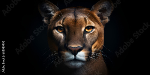  portrait of a panther on a dark background  Wild Beauty Panthe's Intense Stare in Darkness