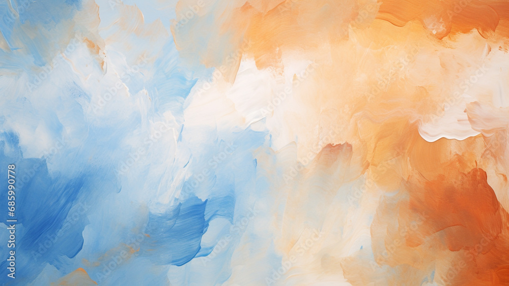Sky Blue and Rust Orange Abstract Brush Strokes