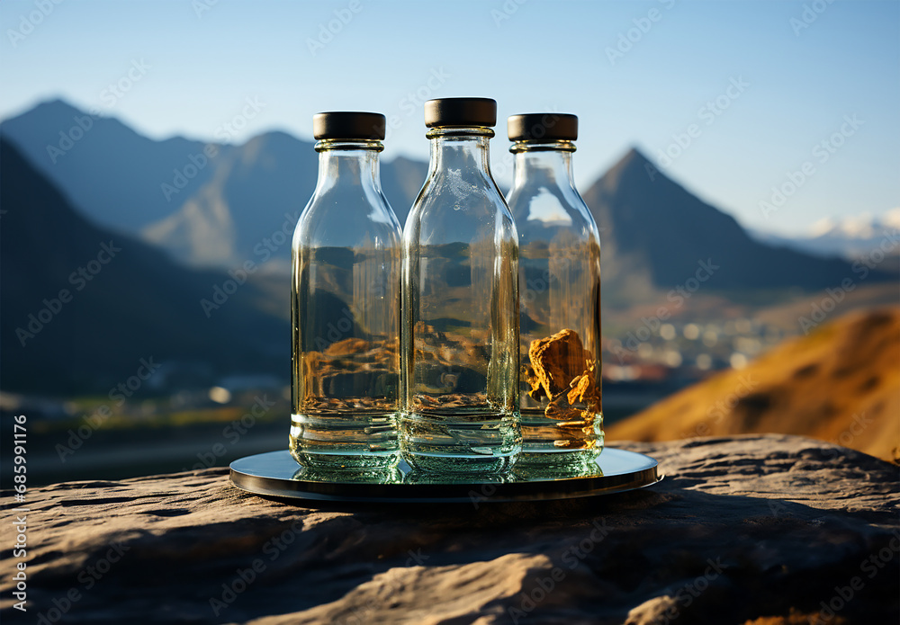 water bottle standing prominently in the foreground water bottle standing prominently in the foreground
