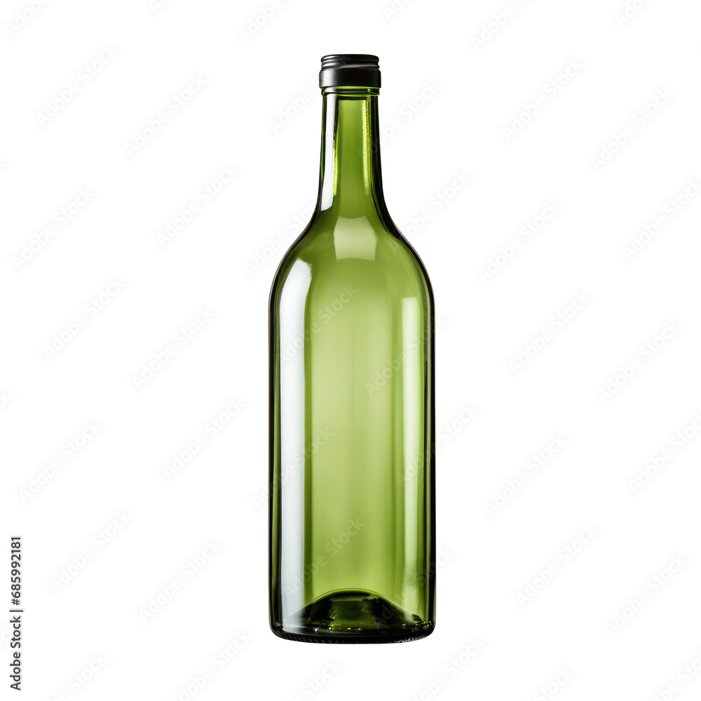 Green Glass Wine Bottle. Isolated on Transparent or White Background, PNG Green Glass Wine Bottle. Isolated on Transparent or White Background, PNG