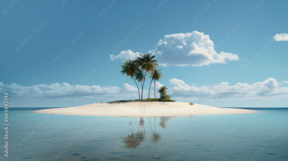Small island with palm trees