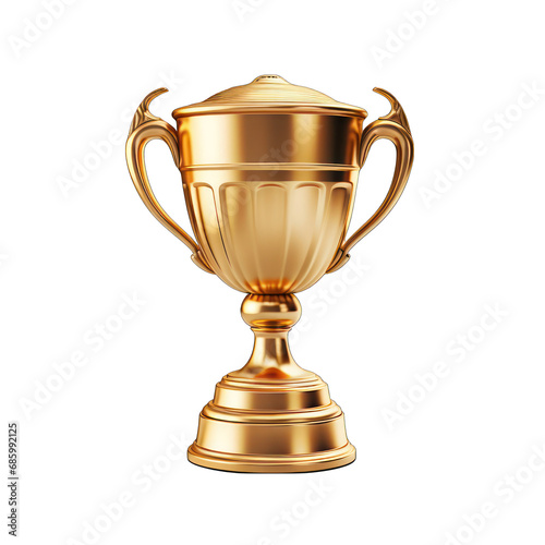 Gold Trophy Cup Isolated on Transparent or White Background, PNG