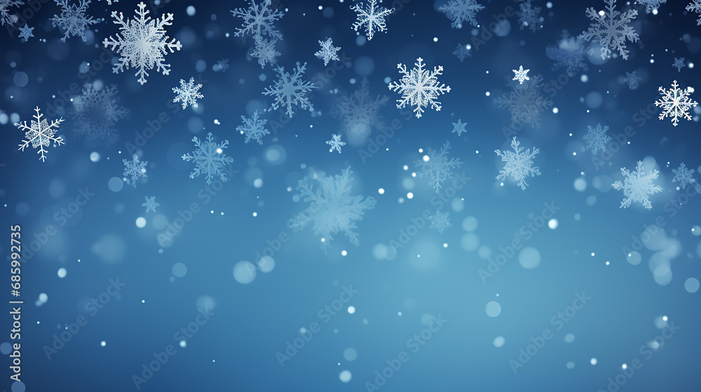 Christmas background with snowflakes on blue background