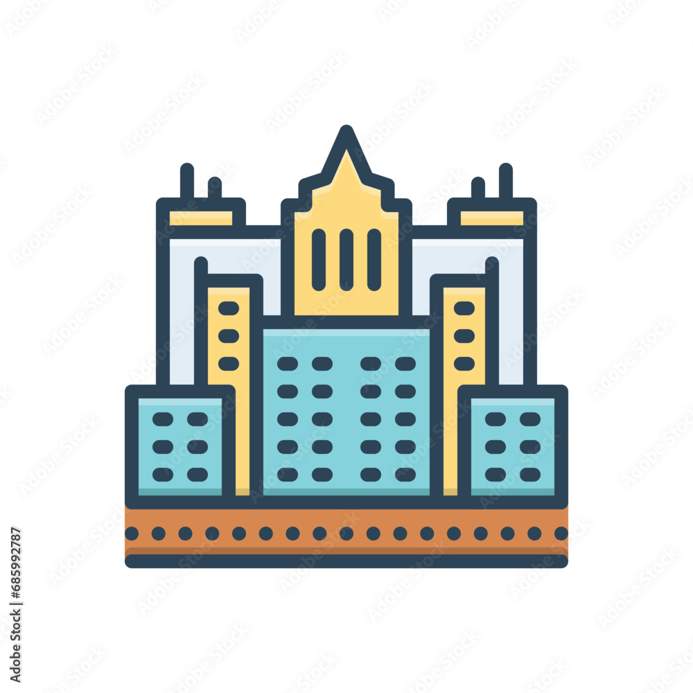 Color illustration icon for town 