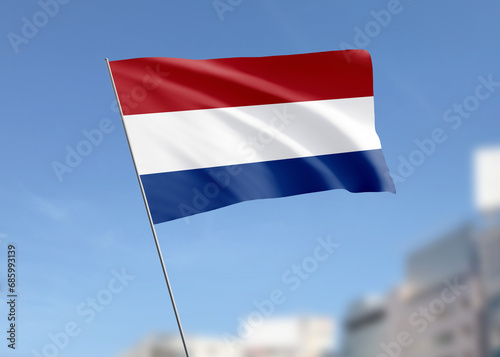 Netherlands flag waving in the wind.