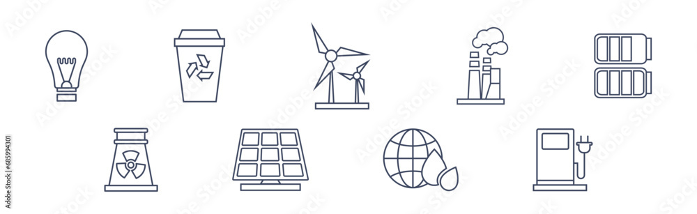 Ecology Line Icon as Nature and Environment Vector Set Ecology Line Icon as Nature and Environment Vector Set