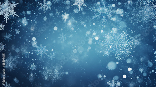 winter snowflakes on blue background