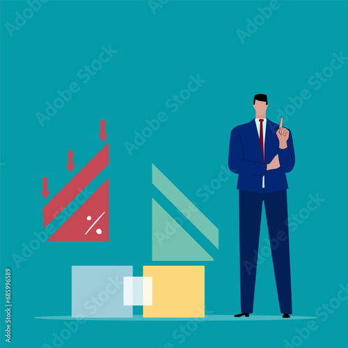 Home expense ratio, home purchase, home installment for report and presentation UI, WEB. Simulated pie chart of a businessman wanting to share profits.