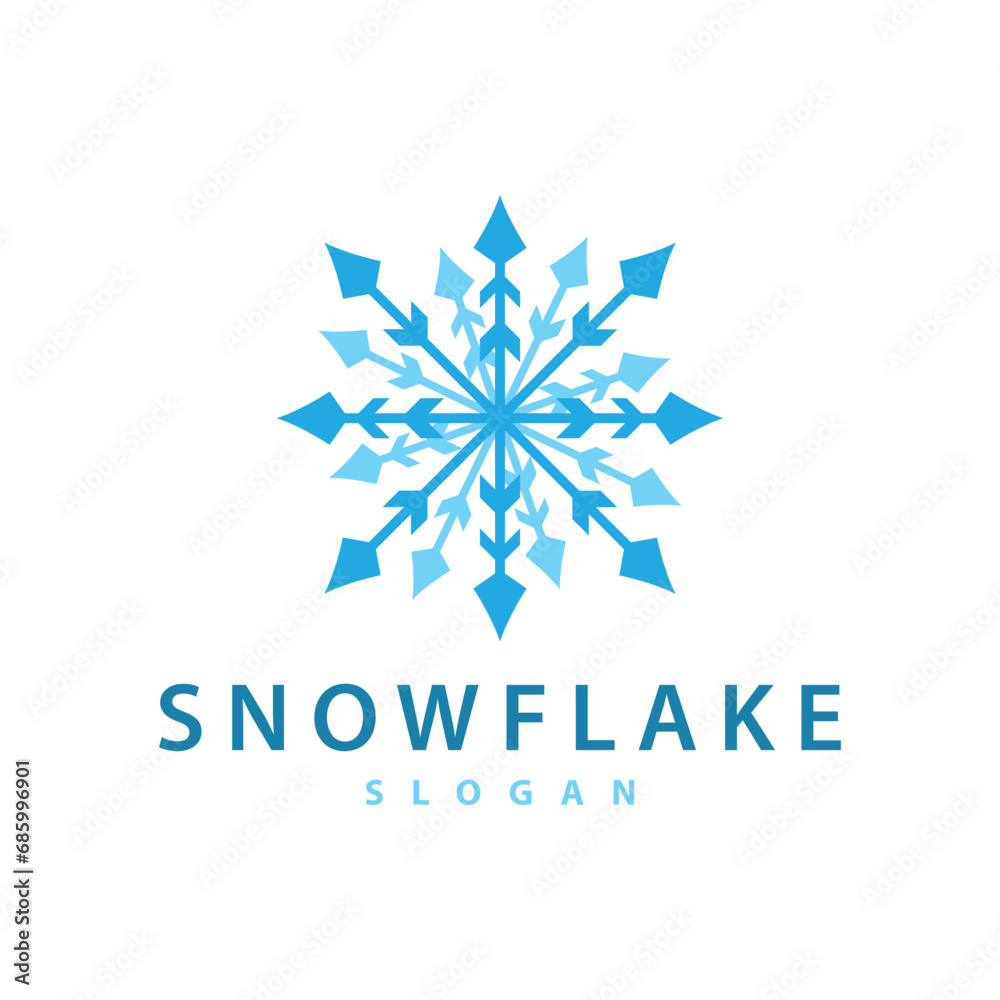 Snowflake Logo, Winter Season Design Frozen Ice Simple Model for Products and Technology Snowflake Logo, Winter Season Design Frozen Ice Simple Model for Products and Technology