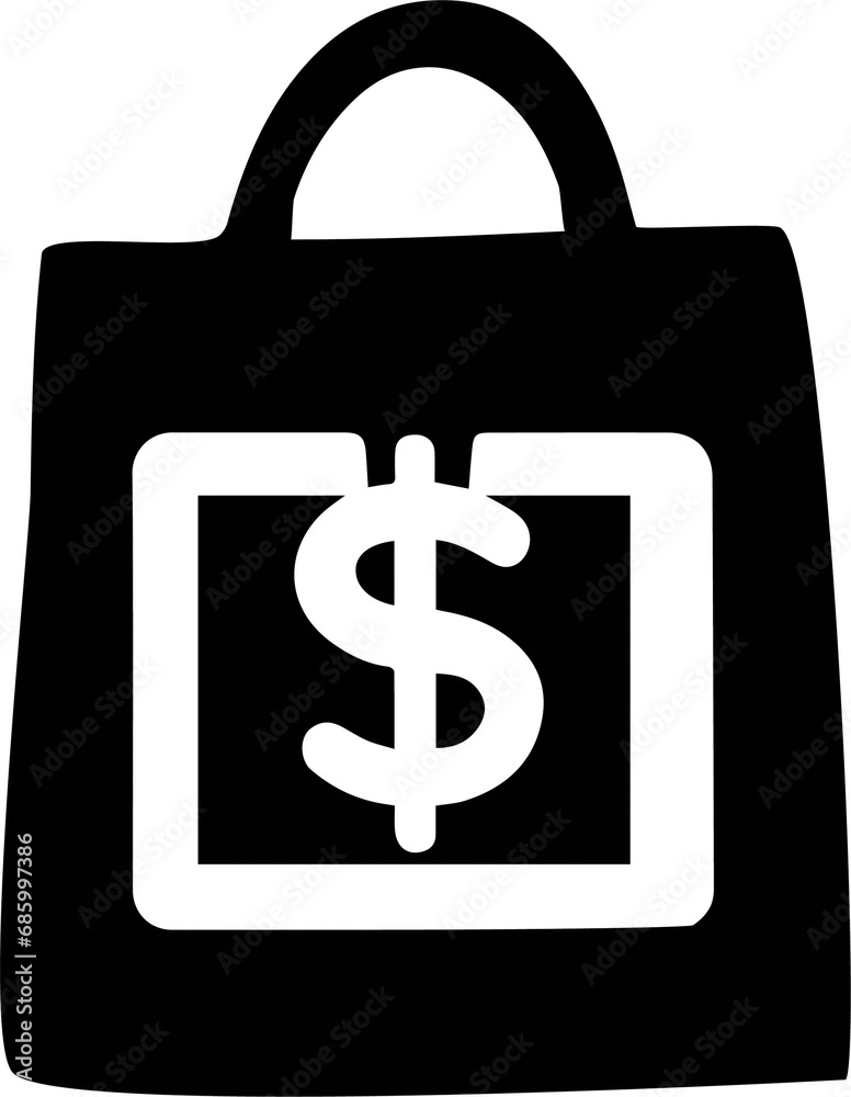 Shopping Bag with Dollar Sign - Shopper Spending Icon - Black and White Illustration Transparent PNG for Personal Spending Concept Shopping Bag with Dollar Sign - Shopper Spending Icon - Black and White Illustration Transparent PNG for Personal Spending Concept
