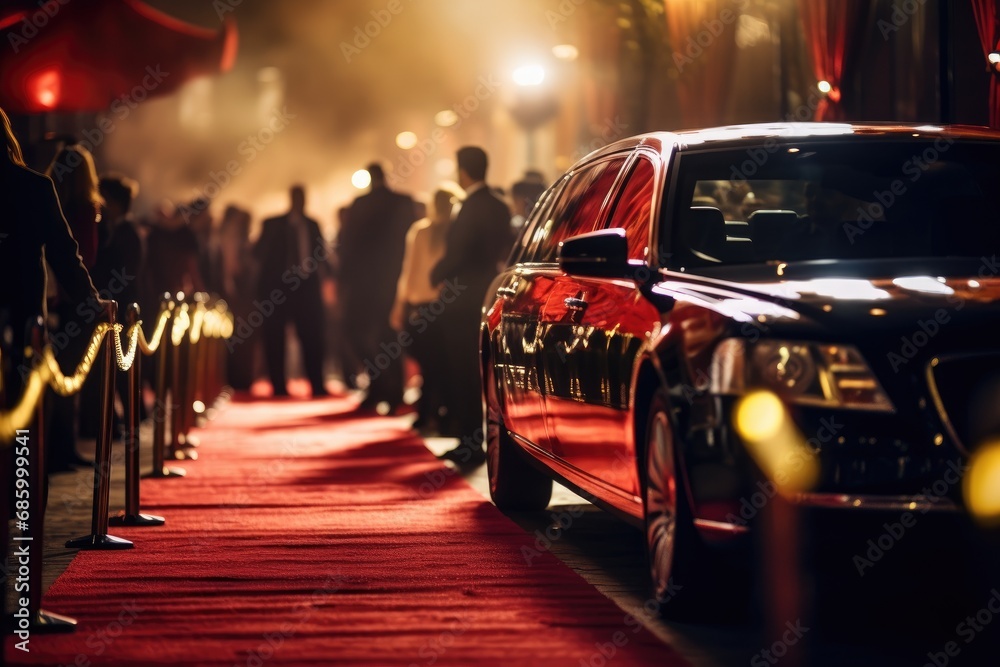 red carpet and limo - obrazy, fototapety, plakaty 