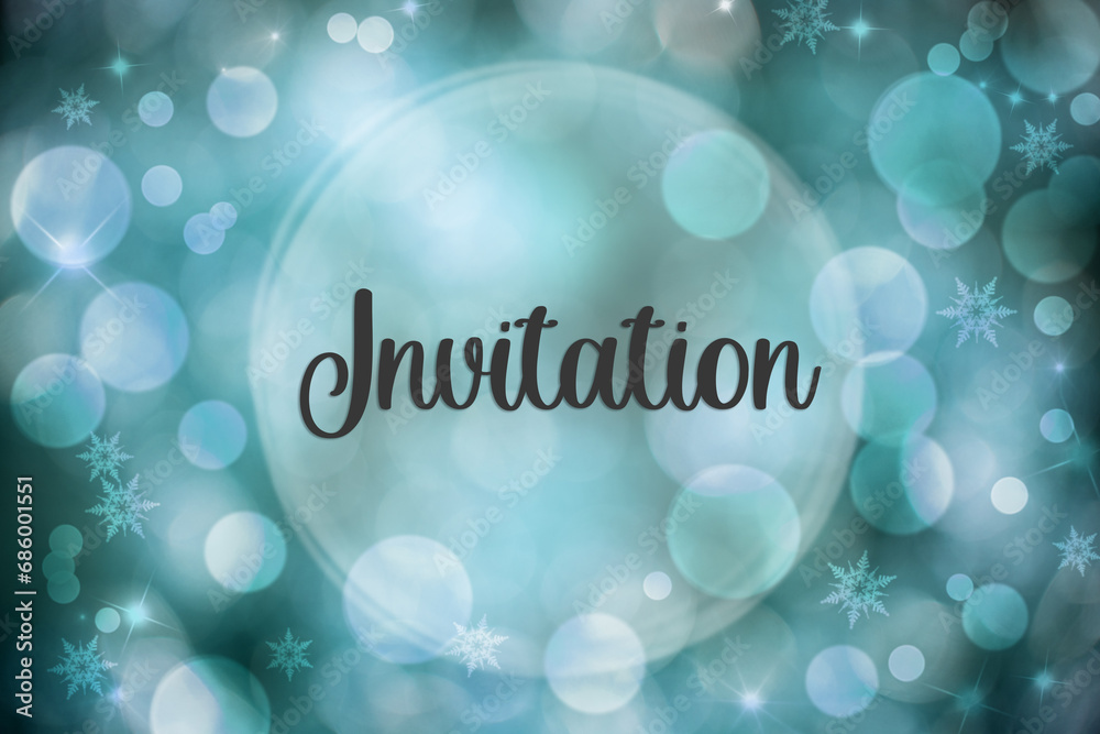 Blue and Blurry Christmas Background With Text Invitation