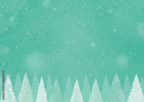 Snow forest - green