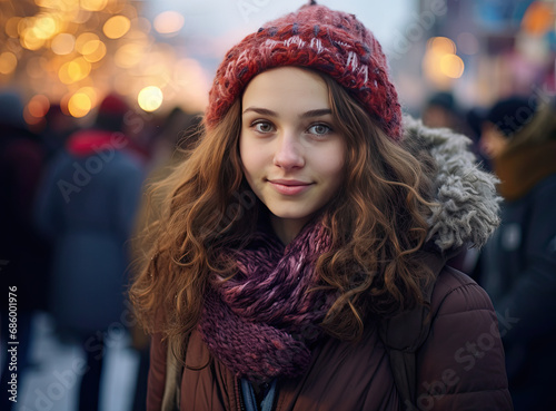 Portrait of a girl standing out from the crowd