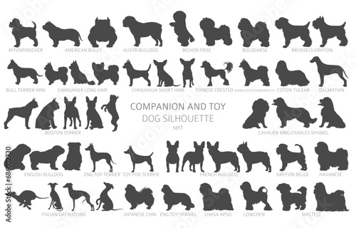 Foto Dog breeds silhouettes, simple style clipart