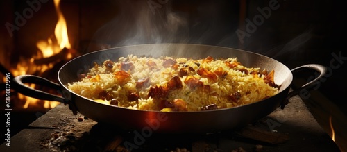 Making authentic pilaf involves frying chopped onions and meat in boiling oil, following a cauldron recipe.