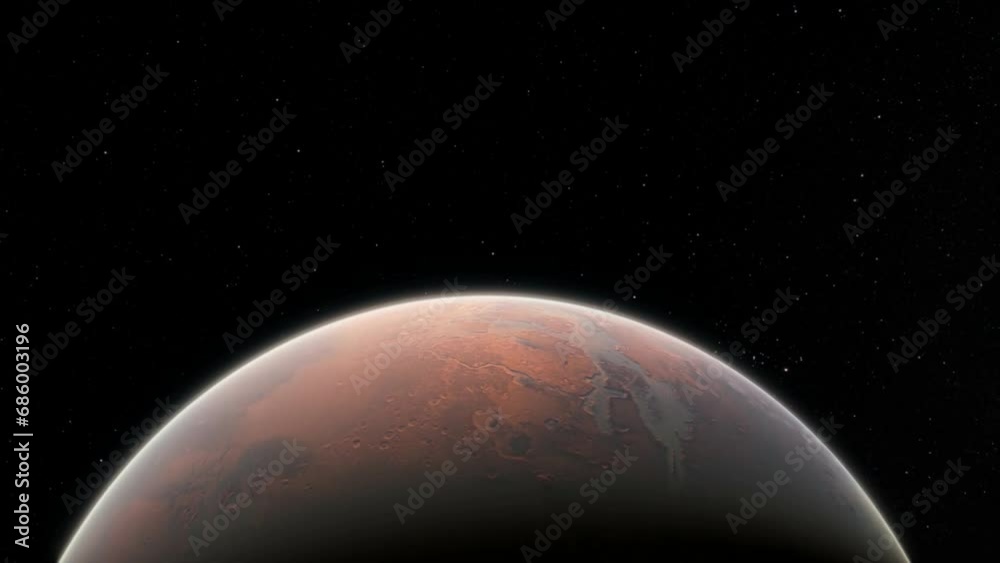Planet Mars orbiting in outer space Planet Mars orbiting in outer space