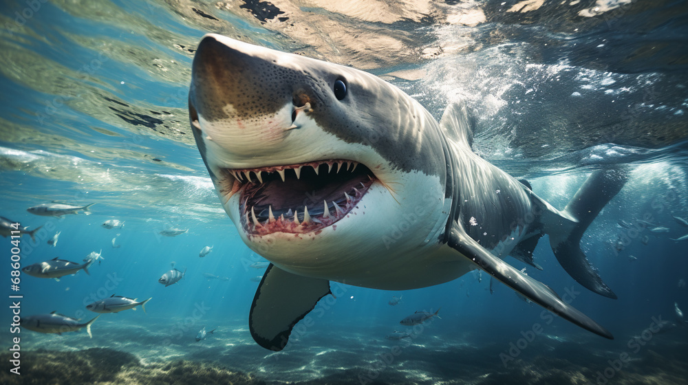 Obraz premium a majestic shark underwater