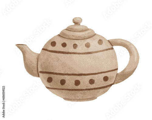 Watercolor hand drawn vintage teapot illustration isolated on white