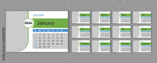 Monthly calendar template for the 2024 year. Week Starts on Sunday. Planner for the 2024 year. Wall calendar in a minimalist style. Wall Calendar 2024 Template