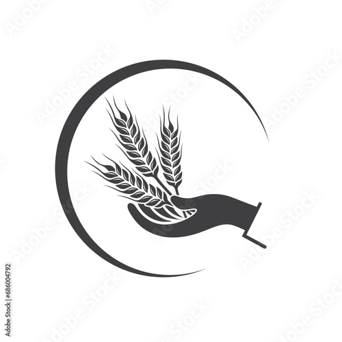 illustration of wheat and hand  vector art. 