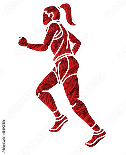 A Woman Start Running Action Marathon Runner Cartoon Sport Graphic Vector © sila5775