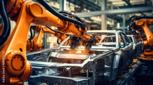Automotive Assembly Line with Robotic Arms