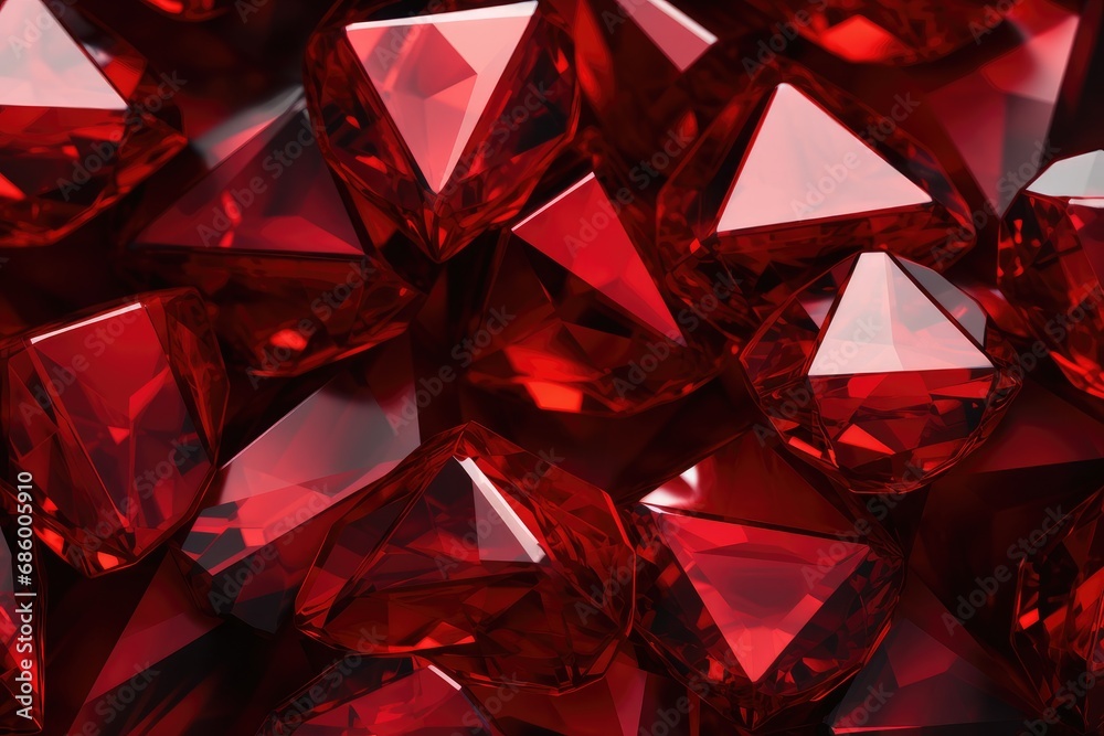 Diamonds on a red background. 3d rendering, 3d illustration, Abstract background of red diamonds, AI Generated Diamonds on a red background. 3d rendering, 3d illustration, Abstract background of red diamonds, AI Generated