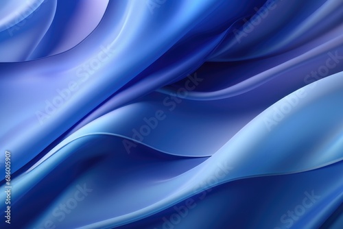 abstract background blue silk or satin texture with some smooth folds in it, Abstract background with a 3D wave blue gradient silk fabric, AI Generated